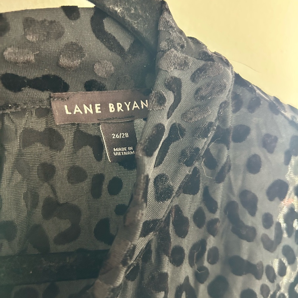 Lane Bryant Black Sheer Leopard Burnout Blouse - Picture 2 of 2